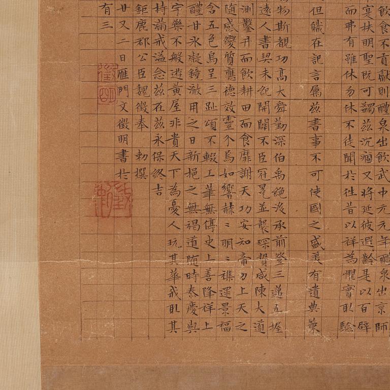Rullmålning, färg och tusch på siden lagt på papper, Qing dynastin, efter Wen Zhengming.