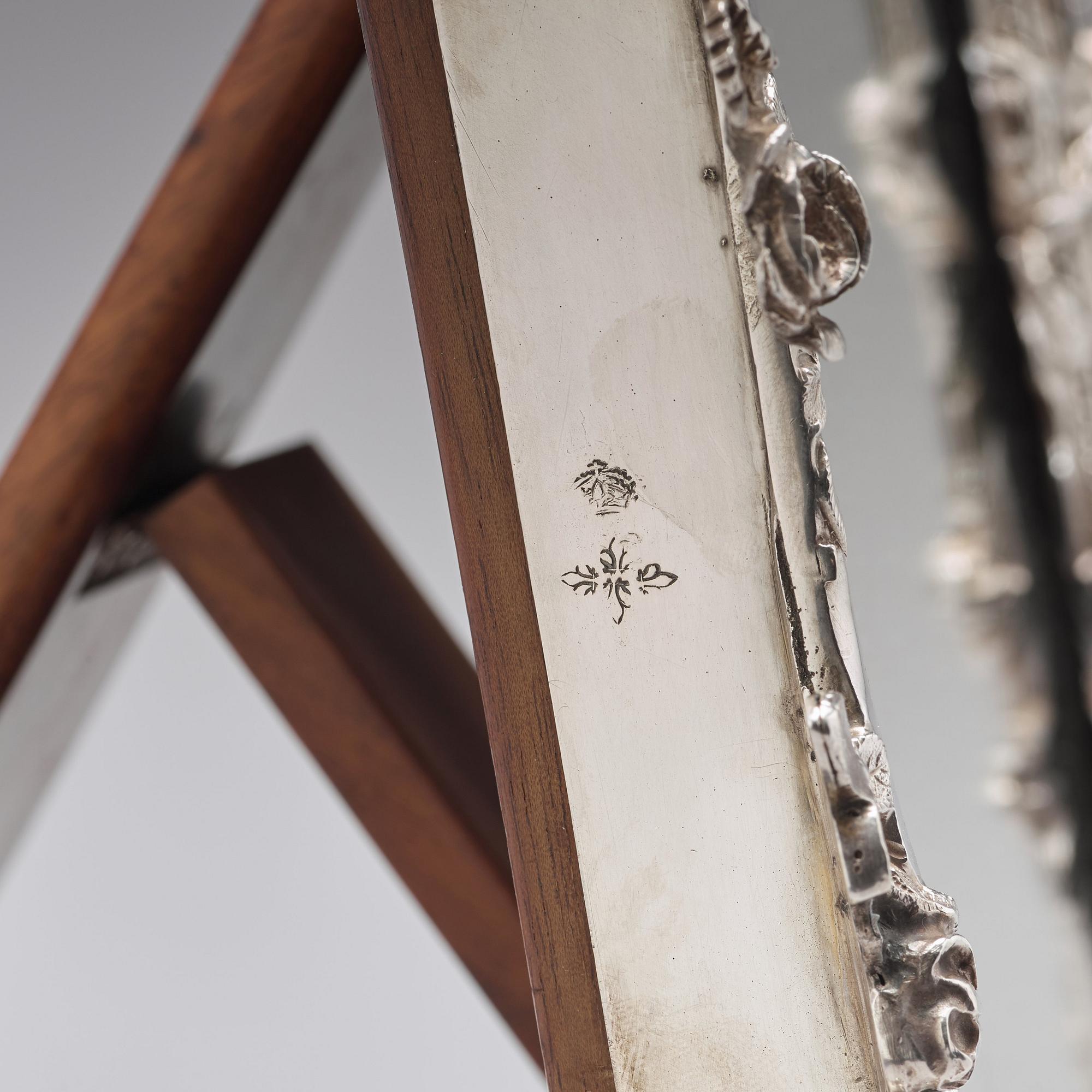 Bordsspegel/Toilettespegel, silver, Frankrike 1800-talets andra hälft. Louis XVI-stil.
