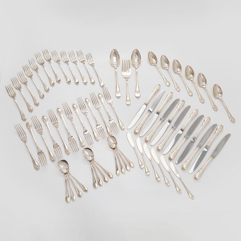 A 64-piece sterling silver 'Modern Victorian' cutlery set by Lunt, USA, latter half of the 20th century.