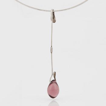 Vivianna Torun Bülow-Hübe, a silver necklace, pendant with an amethyst coloured drop, executed in her own workshop, Stockholm ca 1952.