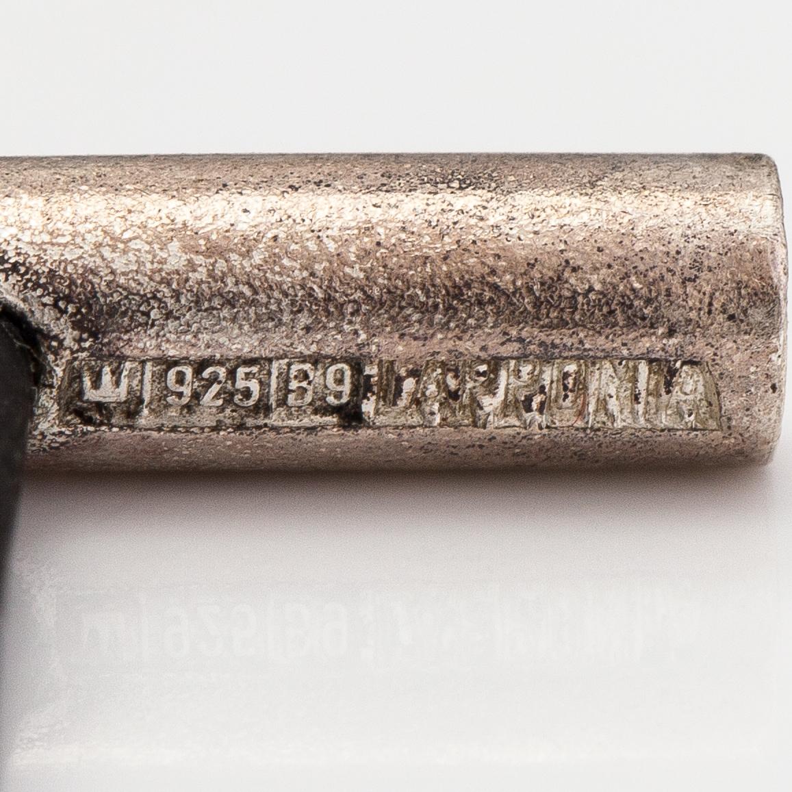 Christoph Burger, A necklace and a bracelet "Edition amour", sterling silver and rubber strap. Lapponia 2003.