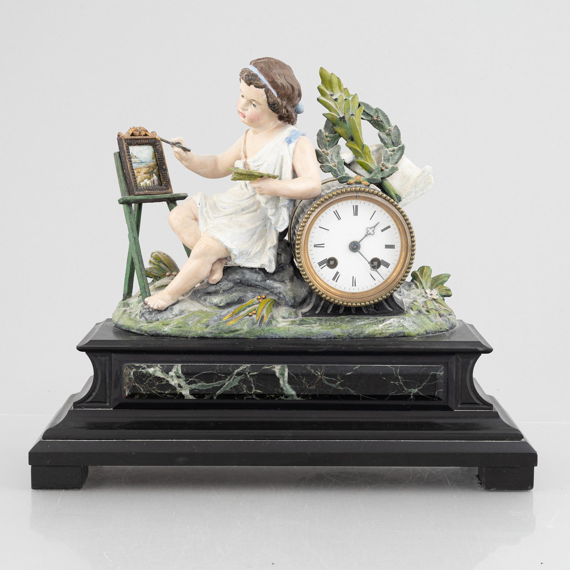 A 19th century mantle clock.