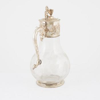 Vinkanna, glas och nysilver, omkring år 1900.