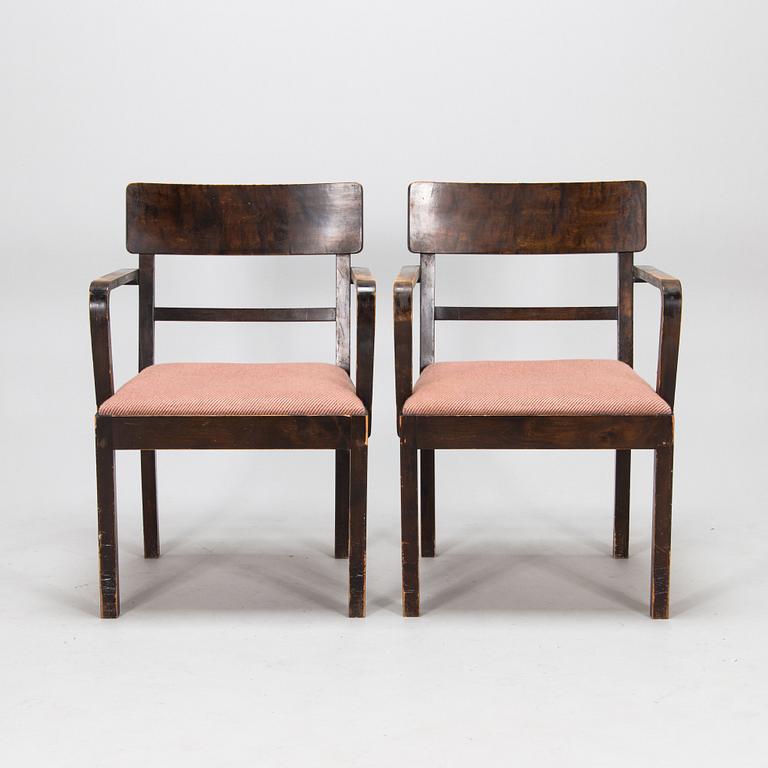 A set of six 1930's armchairs.