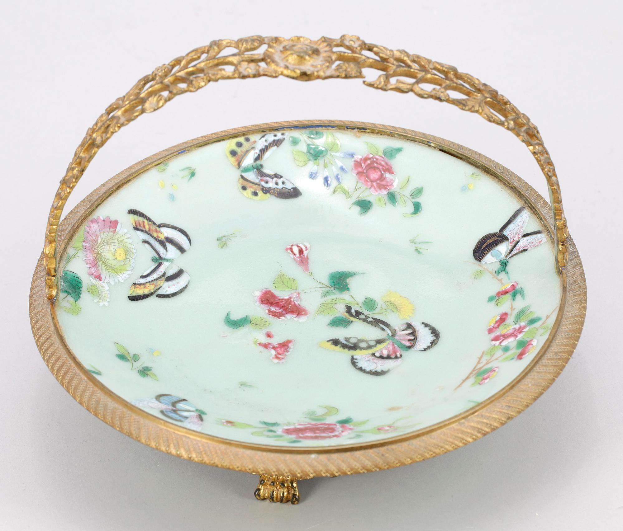 KONFEKTFAT, porslin och  mässing, empirestil, 1800-talets senare hälft.