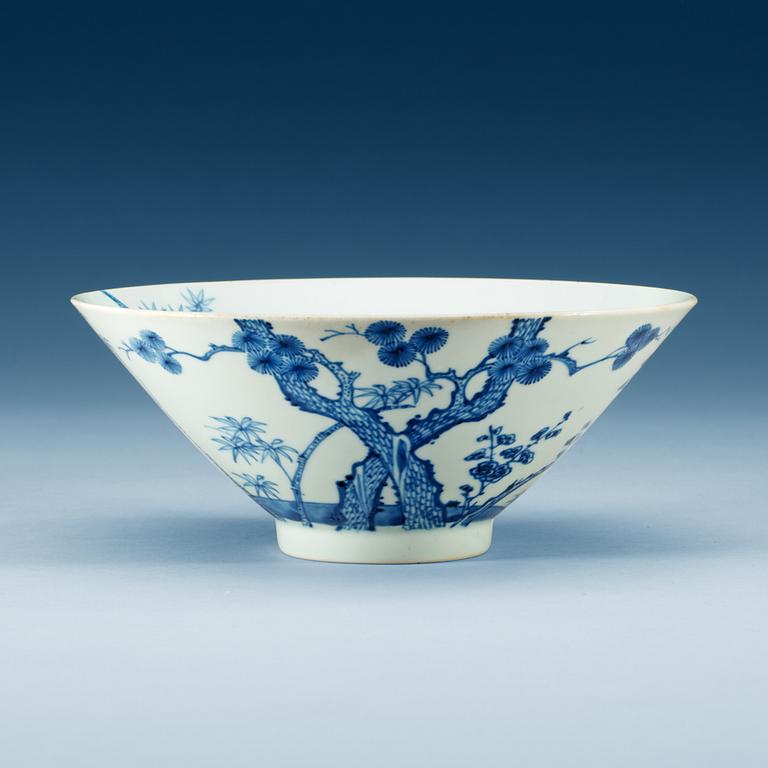 A blue and white bowl, Qing dynasty, 18th Century, with Chenghua six character mark.