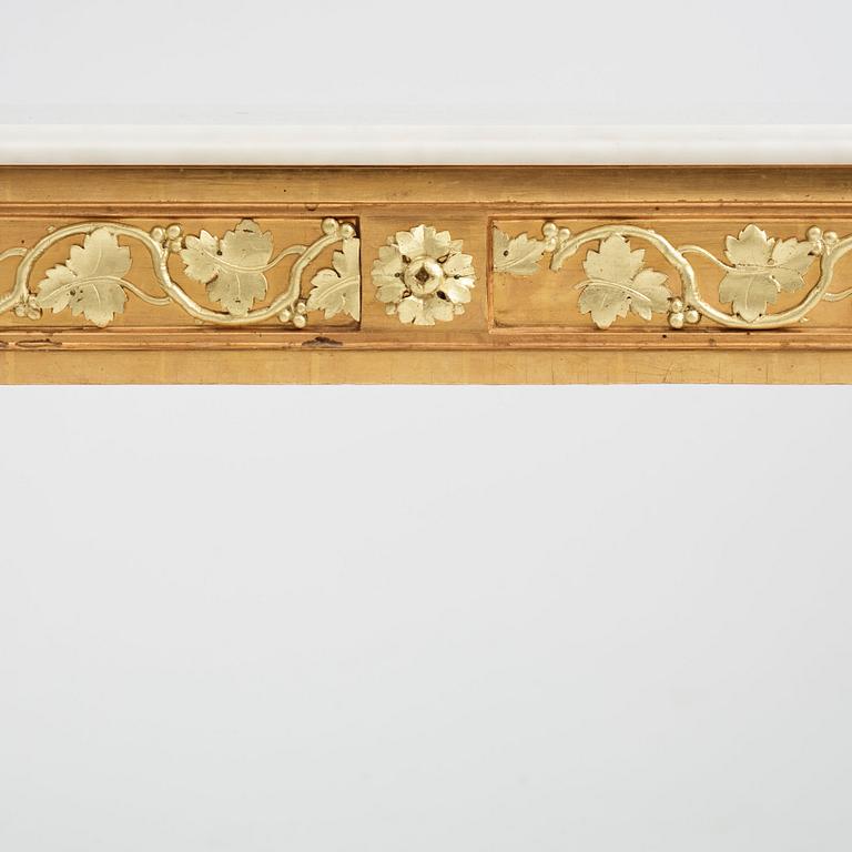 A late Gustavian console table in the manner of P Ljung, late 18th Century.