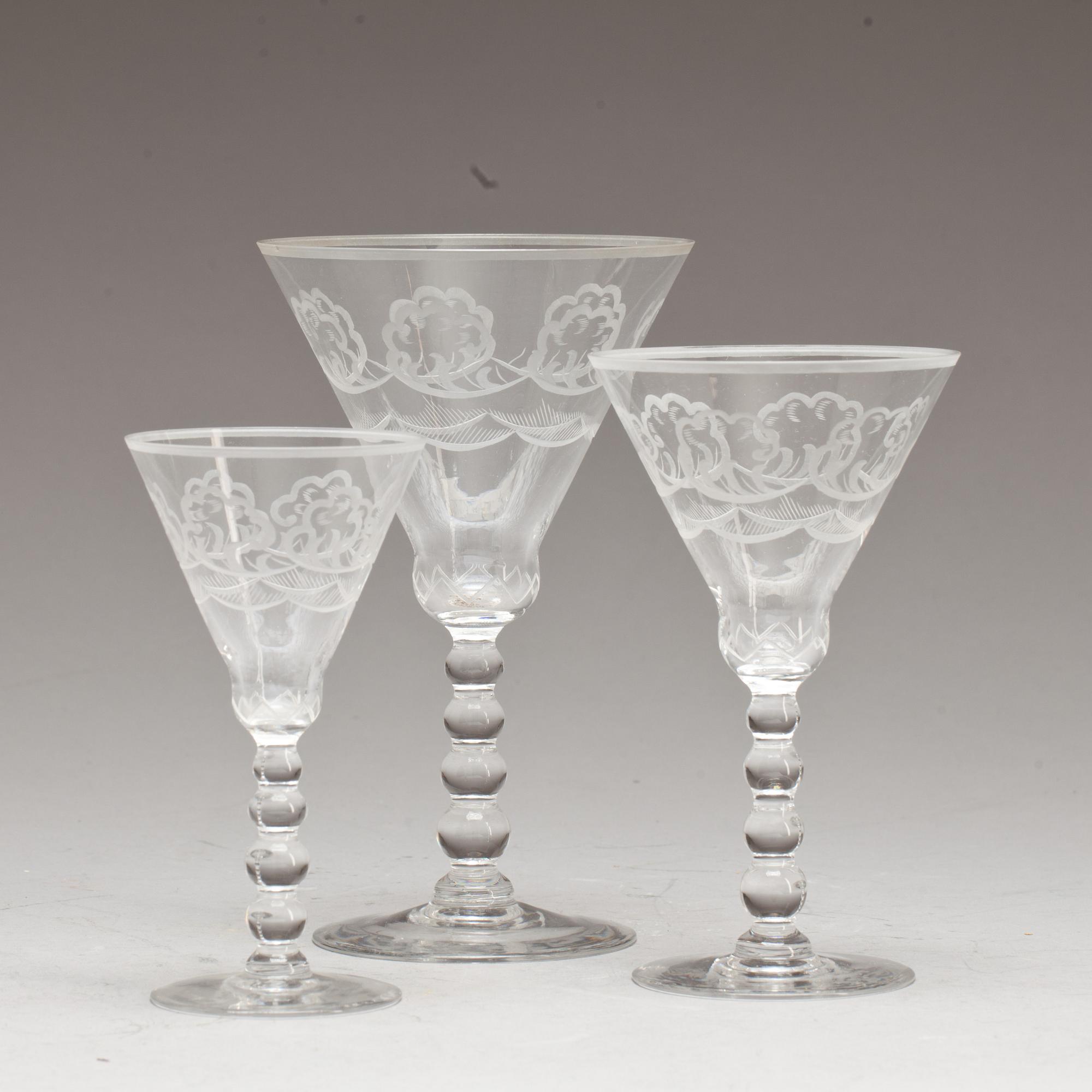 SERVISDELAR, 37 st, glas, "Molnet", Simon Gate Orrefors.
