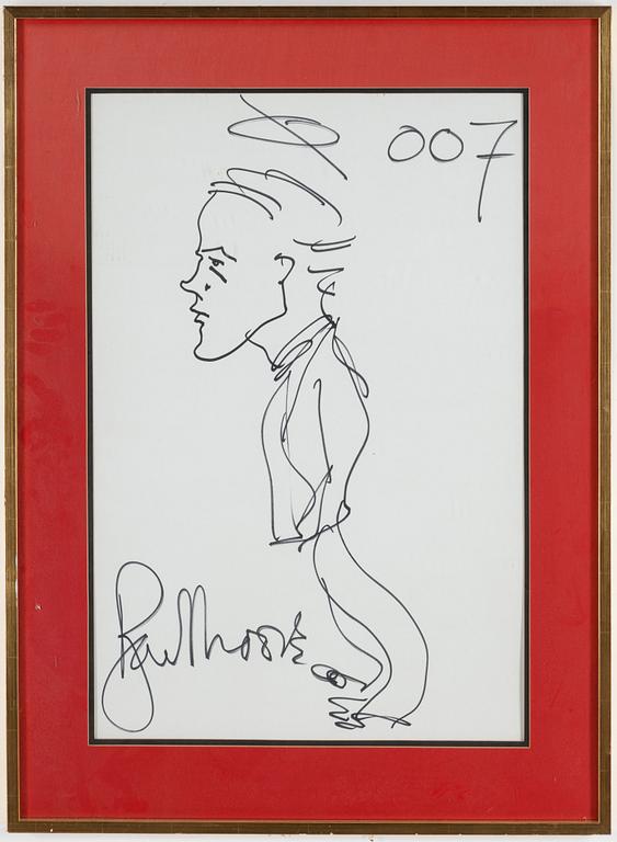 ROGER MOORE, a signed drawing by himself, made October 29, 1974.