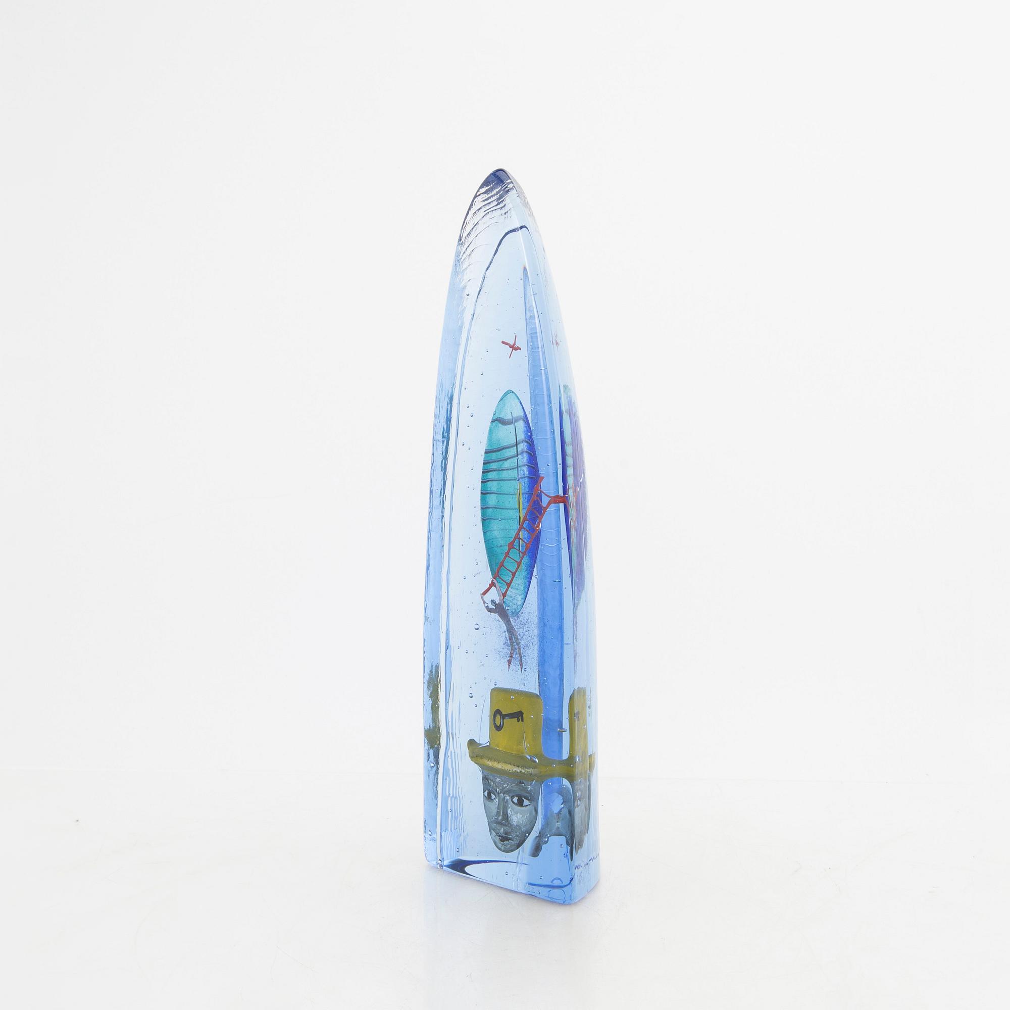 Bertil Vallien, a signed glass sculpture Kosta Boda.