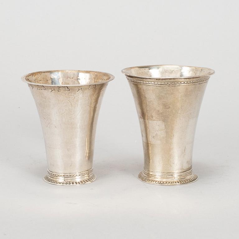 Two swedish silver cups, 18th century.