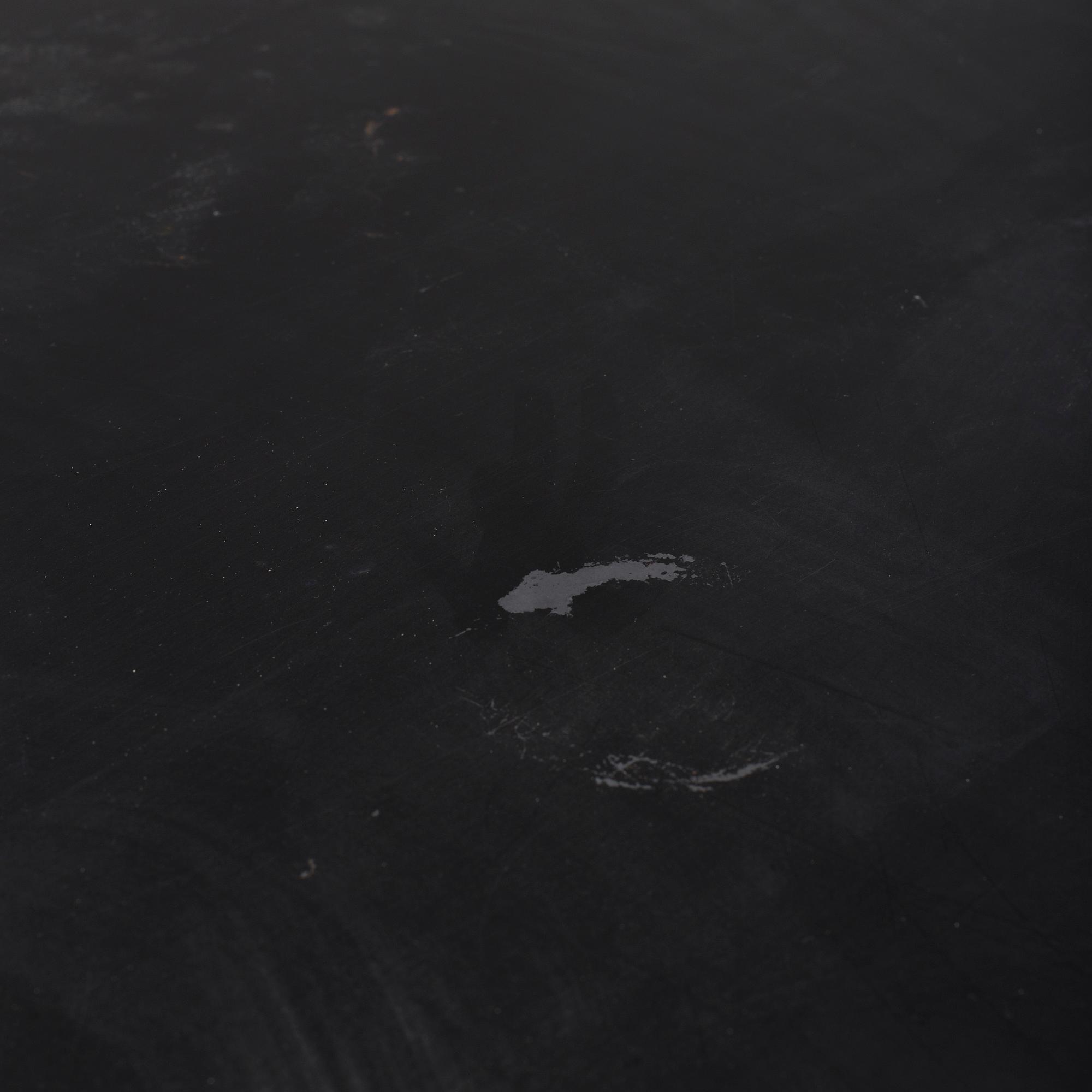 A modern square metal sofa table.