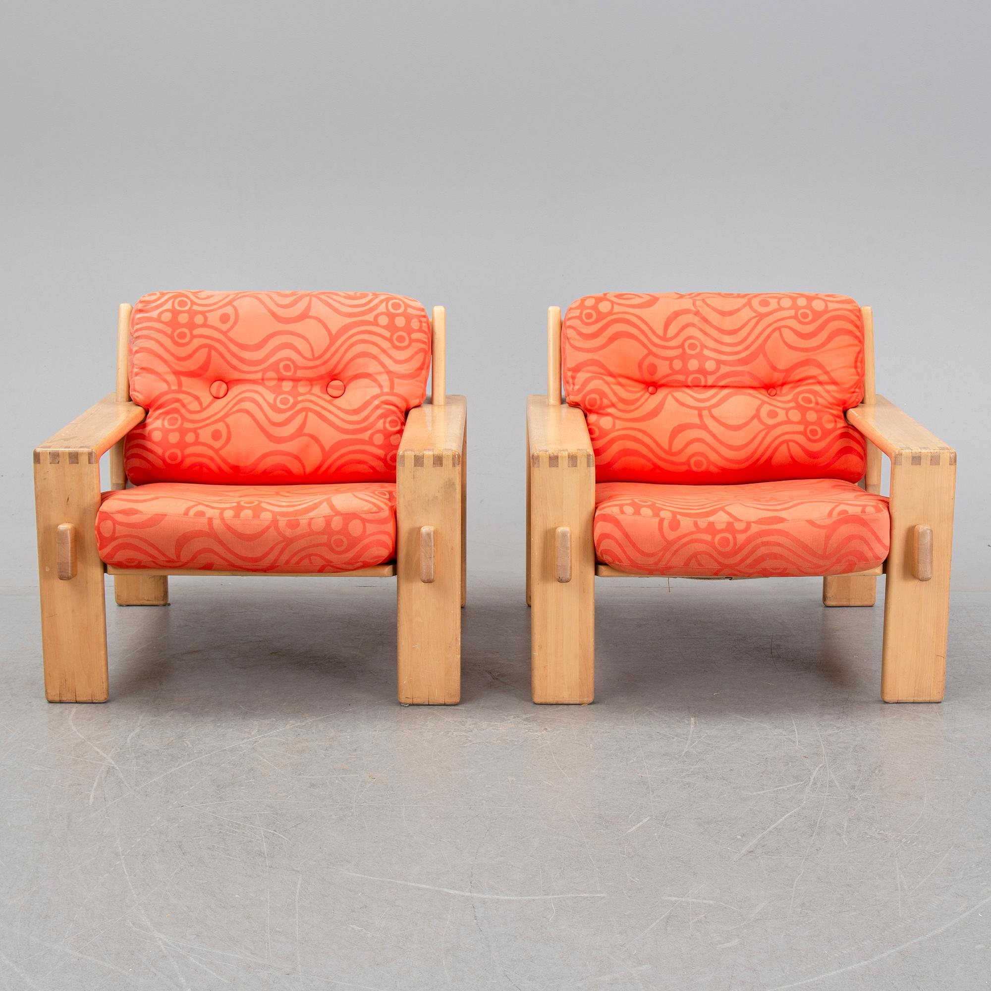 Esko Pajamies, a pair of 'Bonanza' armchairs for Asko, 1970's.