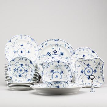 A 55 PIECES OF MUSSELMALET PORCELAIN
Made by Royal Copenhagen, 20th century.