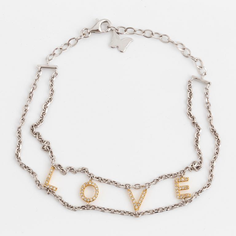 ARMBAND, 'Love' med åttkantslipade diamanter.