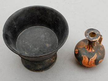 SKÅL OCH OLJEKRUS, keramik, orientaliska.