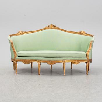 A Gustavian 'canapé en corbeille' sofa, late 18th Century.