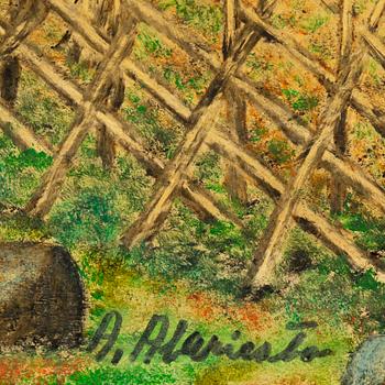 Andreas Alariesto, mixed media on canvas on panel, signed.