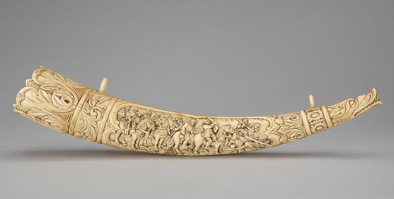 An ornamental horn, possibly Dieppe, late 19th Century.