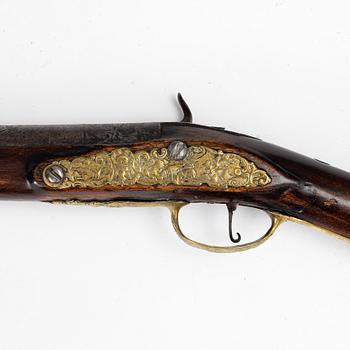 Percussion gun, converted from flintlock, Sweden, 18th century.