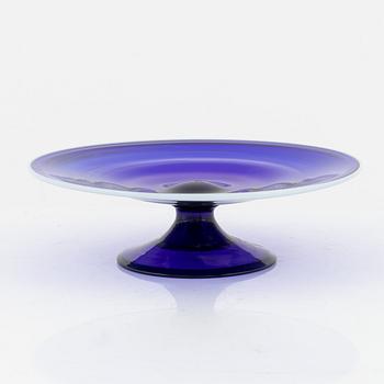 A cobalt glass tazza, possibly from Göteborgs or Gjöviks glasbruk, 19th century.