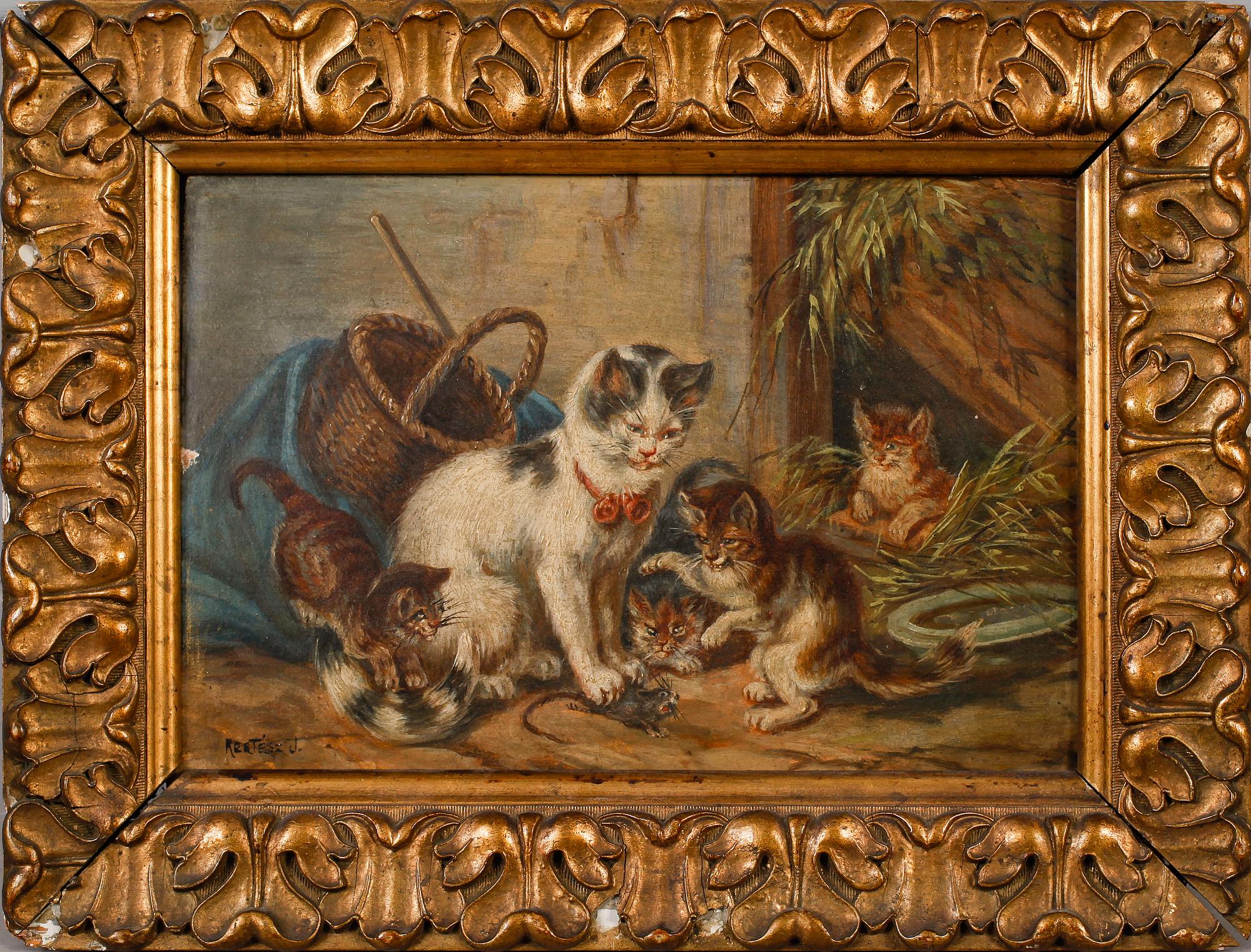 OKÄND KONSTNÄR, olja på pannå, signerad Kertesz, omkring år 1900.