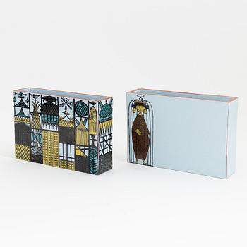 Stig Lindberg, two earthenware 'Karneval' vases, Gustavsbergs studio.