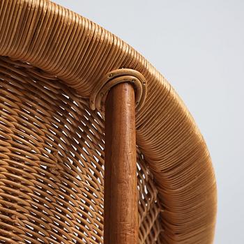 Nanna Ditzel, a teak and rattan easy chair, Ludvig Pontoppidan, Denmark 1950s.