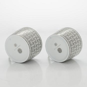 Hermès, cups with saucers, a pair, "Mosaique au 24".