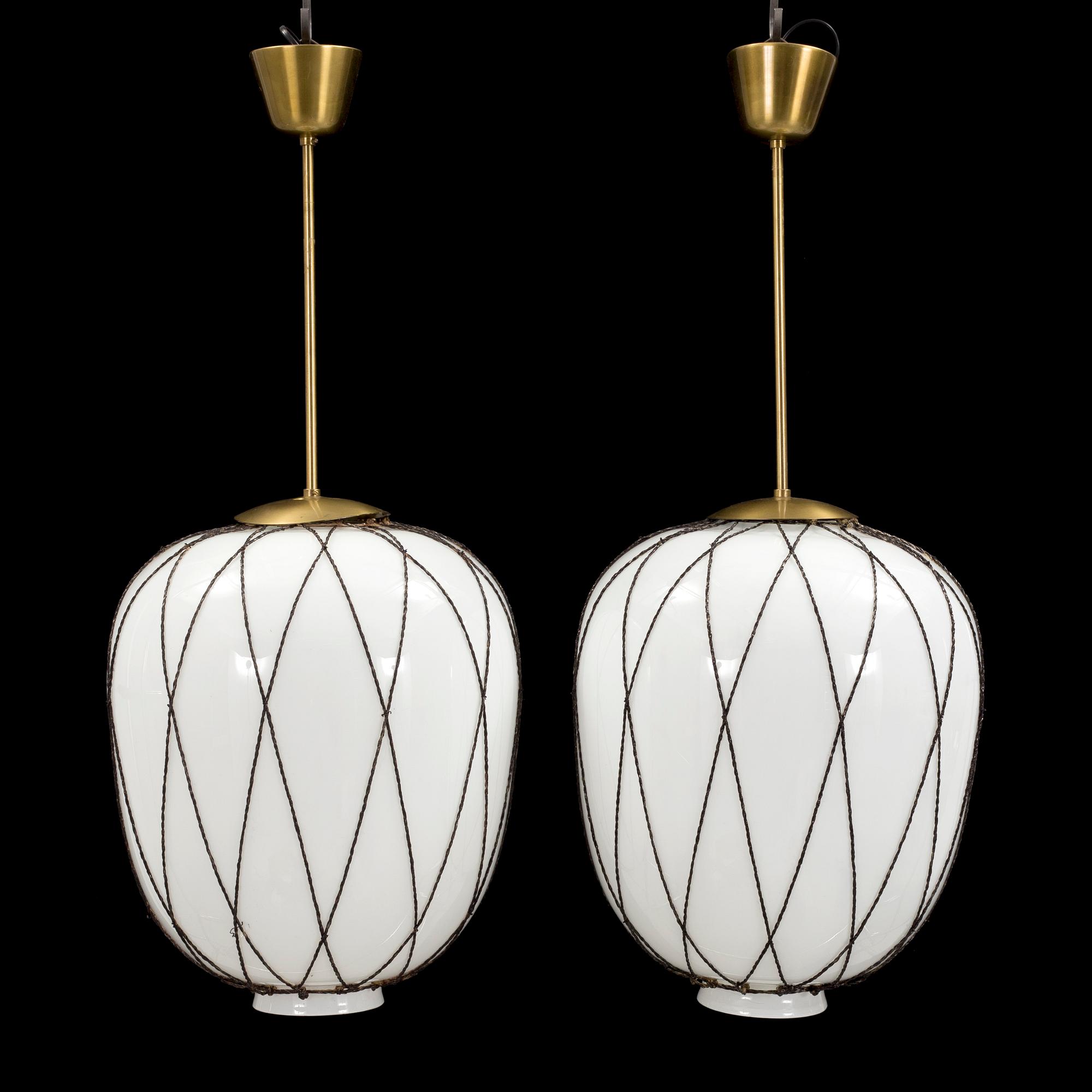 A pair of ceiling lamps first half of the 20th century.