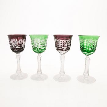 21 Bohemian-type glasses, 20th century.