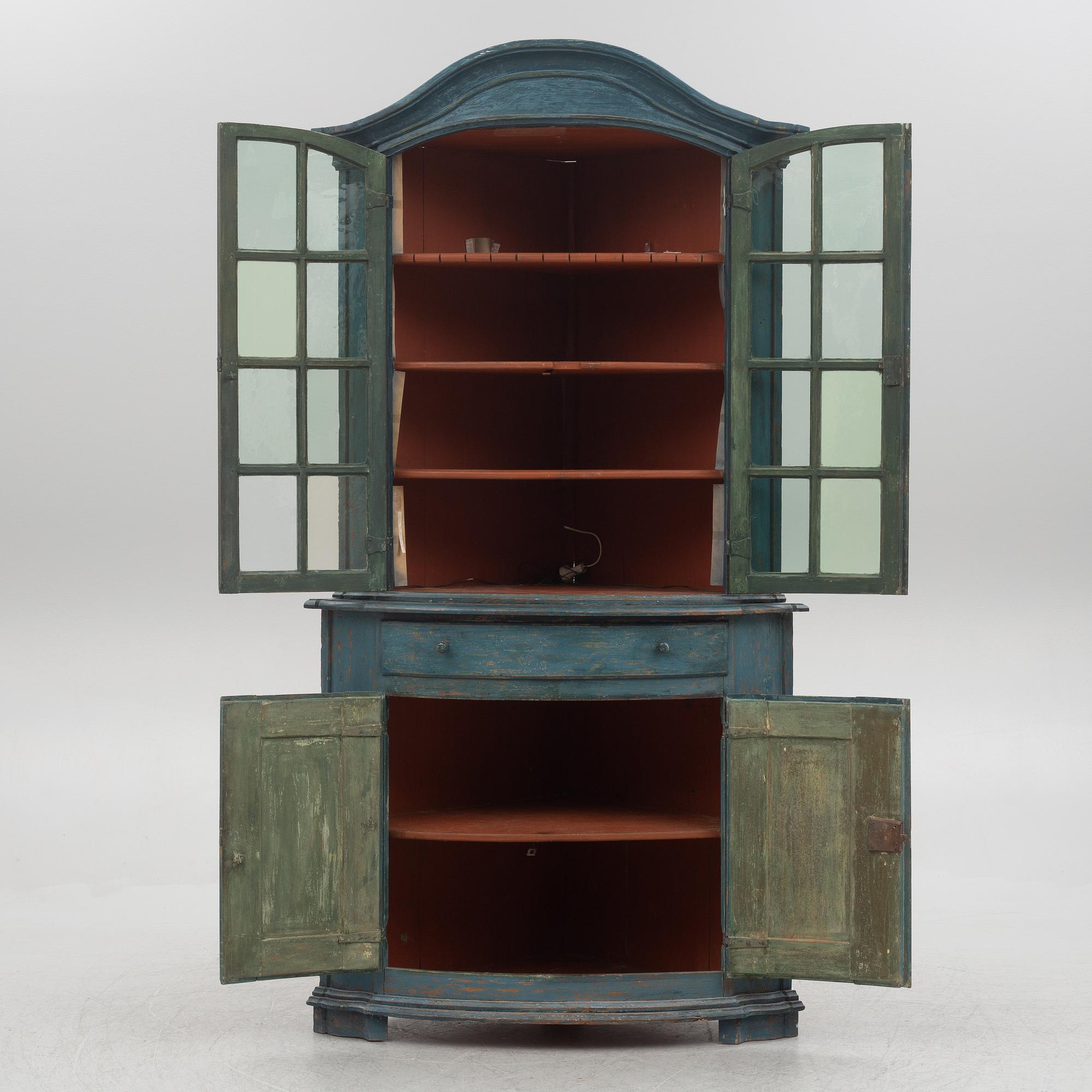 A Rococo corner cabinet, Sweden, second half of the 18th century.