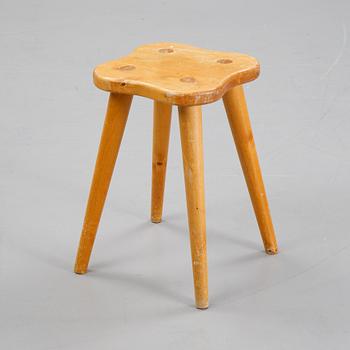 A pinewood stool, mid 20th Century.