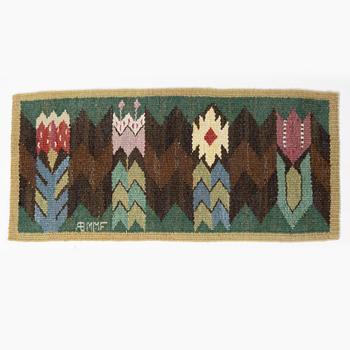 Märta Måås-Fjetterström, a 'Täppan' textile, tapestry technique, c. 22 x 47 cm, signed AB MMF.