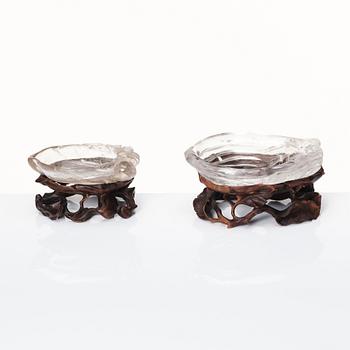 Two Chinese rock chrystal brush washers, late Qing dynasty/20th Century.