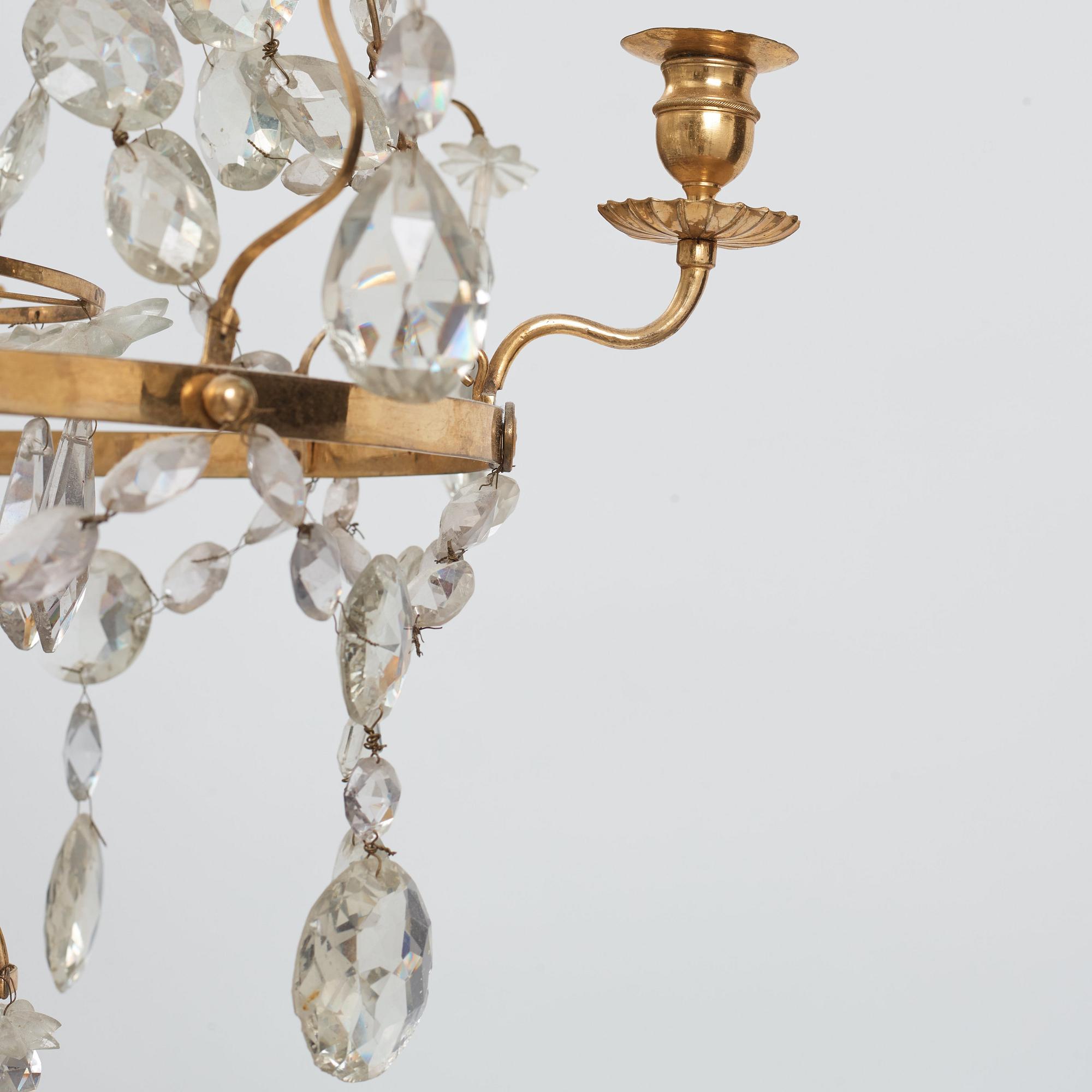 A Gustavian four-light chandelier, by O Westerberg (Stockholm circa 1769-1811), late 18th century.
