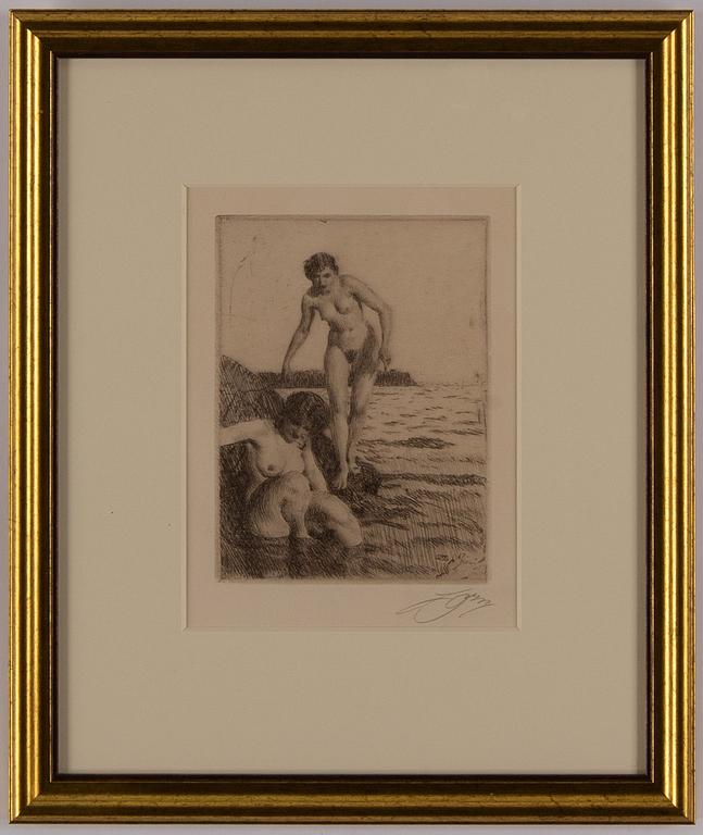 Anders Zorn, etching, 1917, signed in pencil.