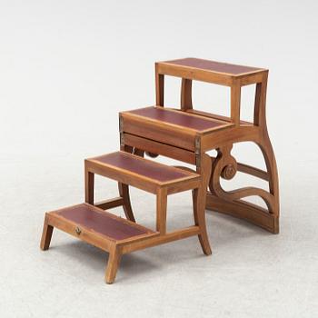 An oak armchair convertible into a library steps/stair, second half of the 20th Century.