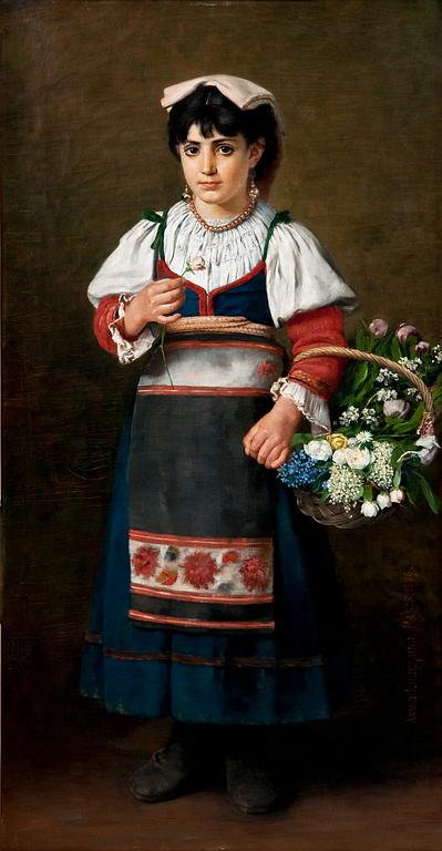 Arvid Liljelund, "ITALIAN GIRL WITH FLOWERS".
