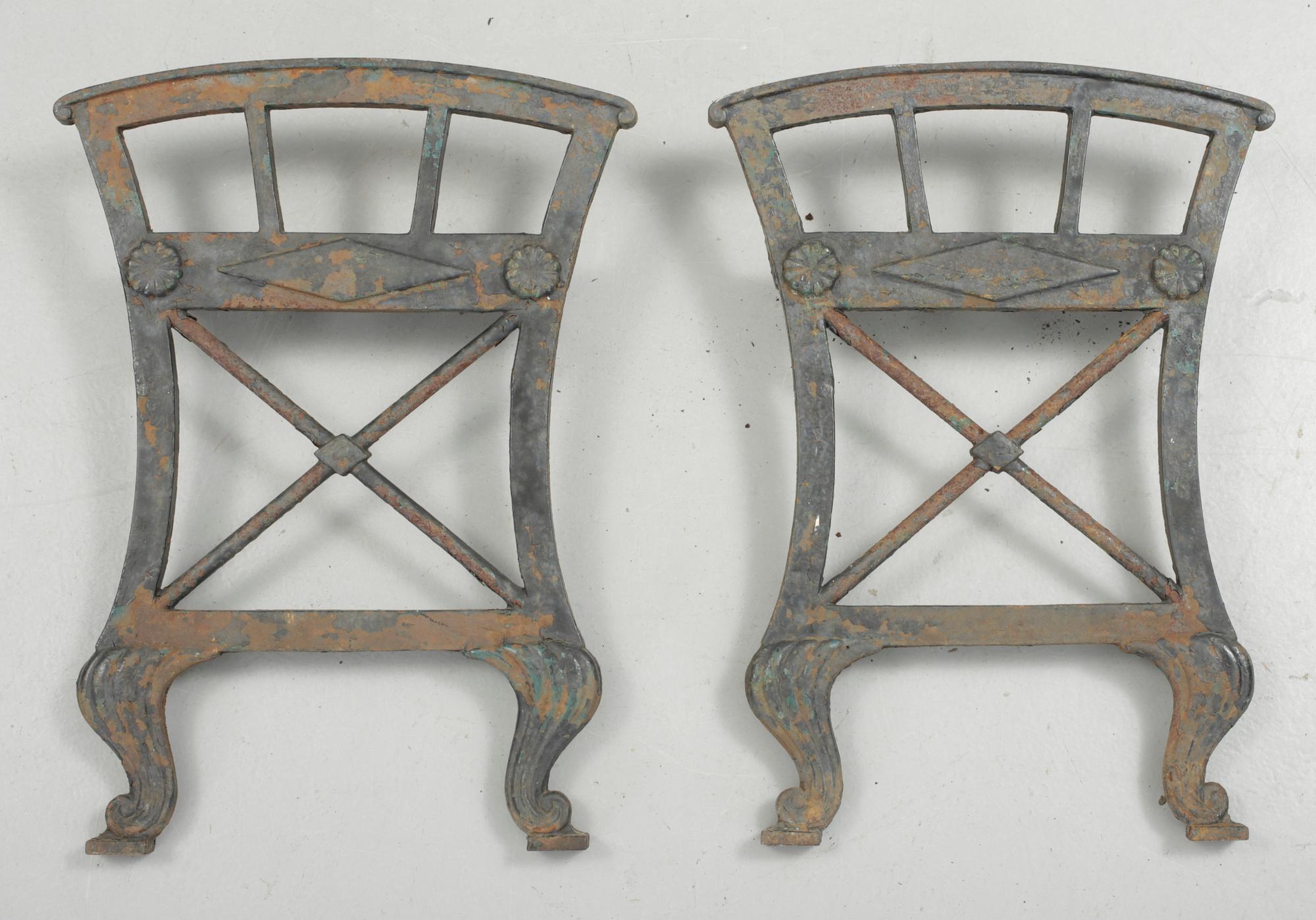 GAVLAR till parkbänk, "Parkbänk no 2", Folke Bensow, Näfveqvarns Bruk, 1900-talets första hälft.