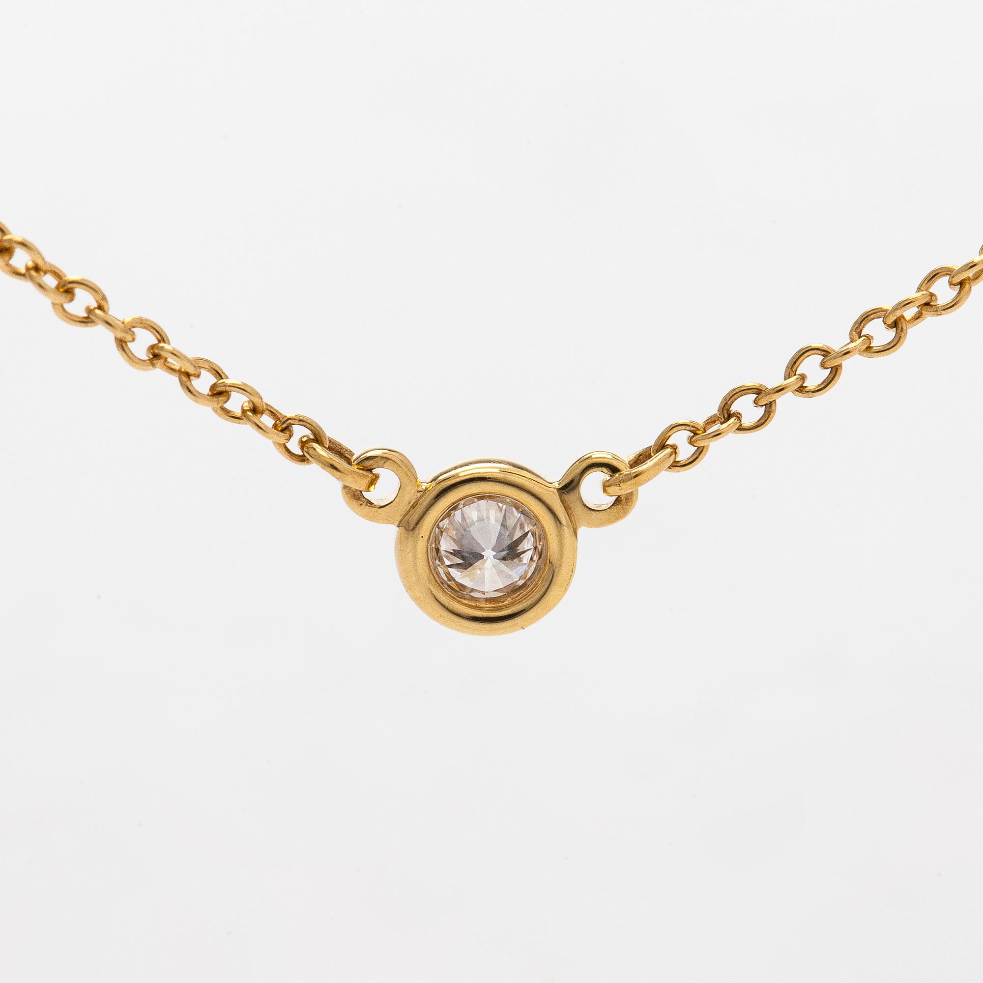 Tiffany & Co, Elsa Peretti, halsband, "Diamonds by the Yard", 18K guld med en briljantslipad diamant.