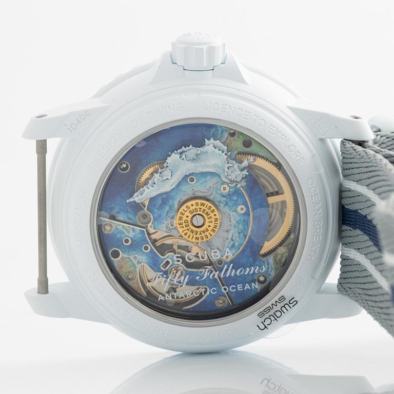 Swatch/Blancpain, Scuba Fifty Fathoms, Antarctic Ocean, armbandsur, 42,3 mm.