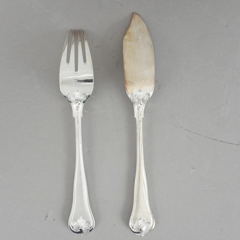 FISKBESTICK, 12 delar, silver, Cohr, Danmark, omkr 1900-talets mitt. Tot vikt ca 745 gram.
