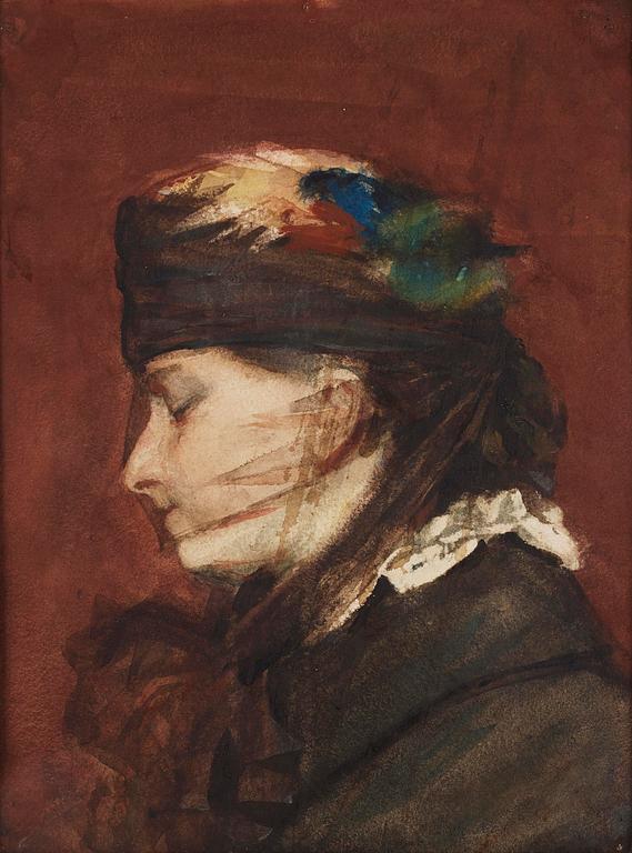 Anders Zorn, "Dam med flor (förstudie till "Sorg")" (Woman behind a veil).