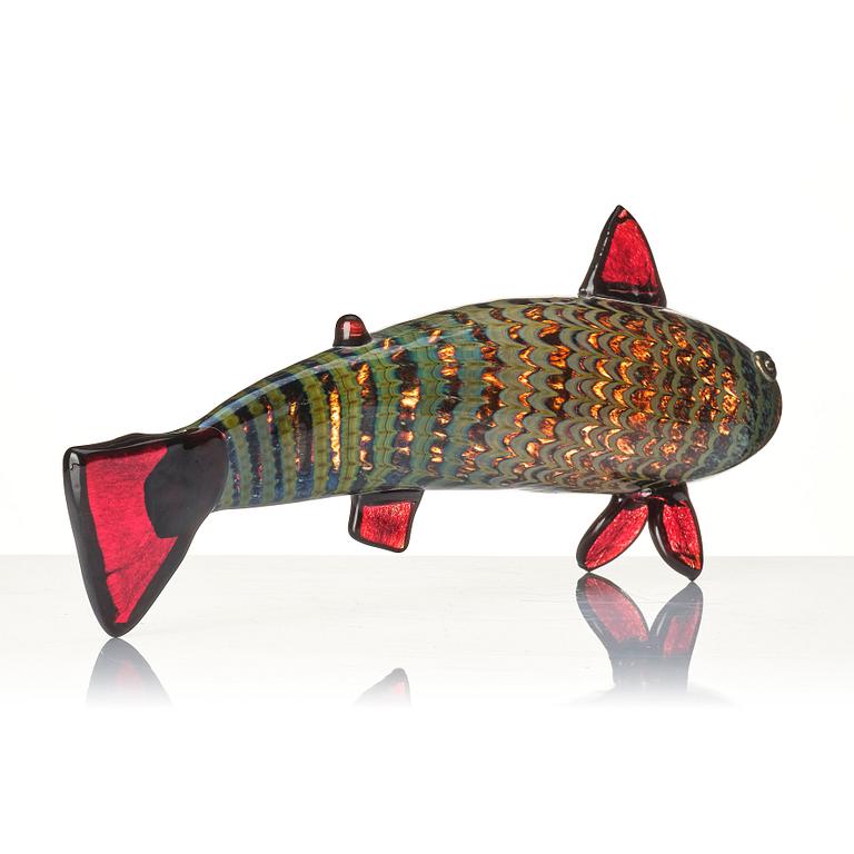 Oiva Toikka, a glass sculpture of a fish, Nuutajärvi Notsjö Iittala, Finland, ed. 124/150.