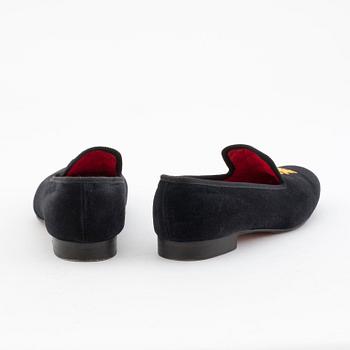 CROCKETT & JONES, a pair of black velvet slippers.