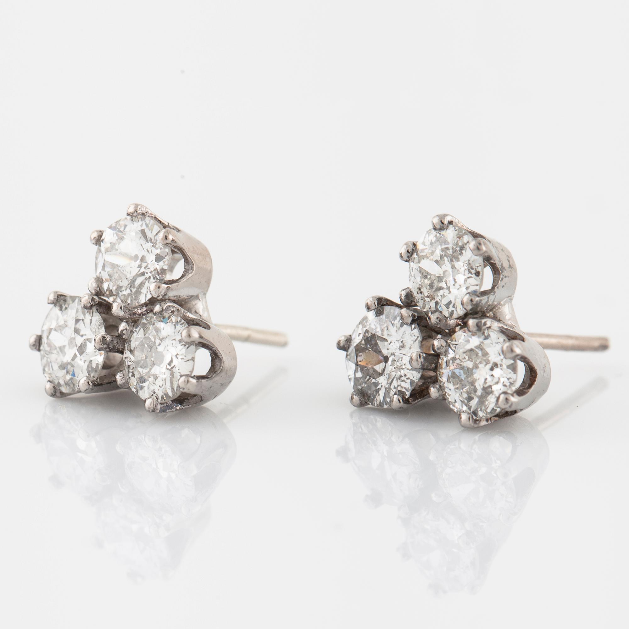 A pair of old cut diamond earrings.