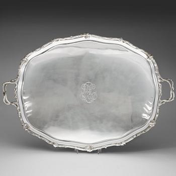 454. A Russian 19th century silver-tray, Carl Tegelsten, St. Petersburg 1850.