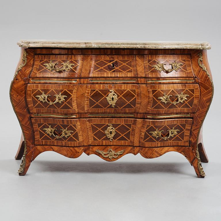 A Swedish Rococo 18th century commode presumably by Christian Linning, master 1744-1779.