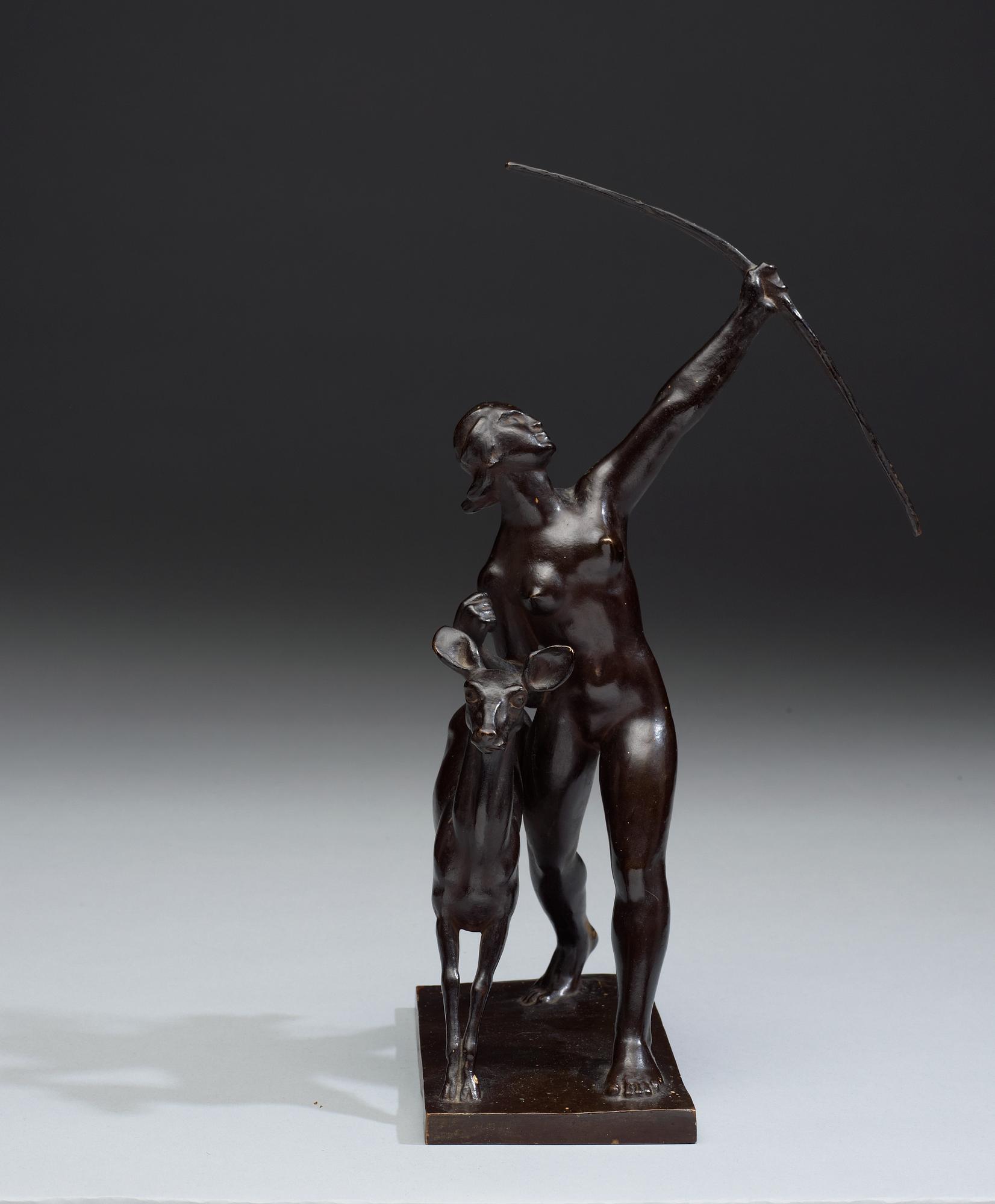 A Karl Hultström bronze sculpture of 'Diana', Foundry Otto Meyer eftr.